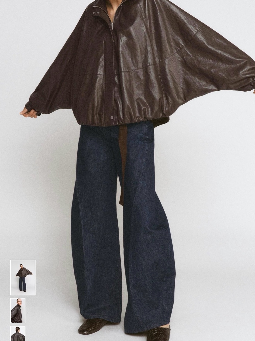 Zara Dark Brown faux Leather Batwing Jacket